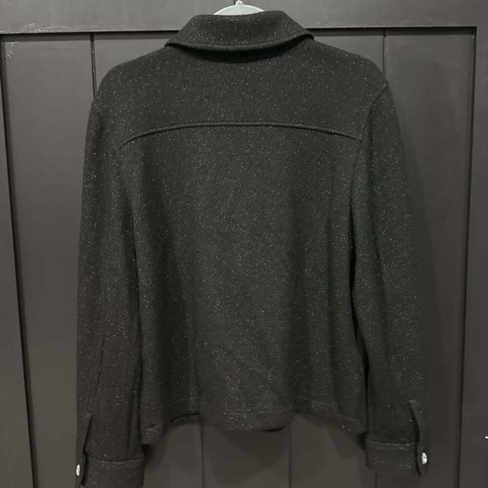 Chico's Black Button Front Collared Lightweight Jacket - Picture 3 of 7